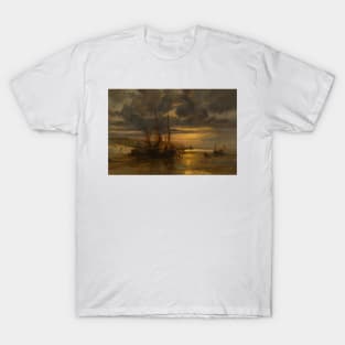 Beached Fishing Boats by Jules Achille Noel T-Shirt